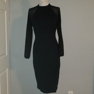 Ted Baker London Sheer Long Sleeve Black Dress